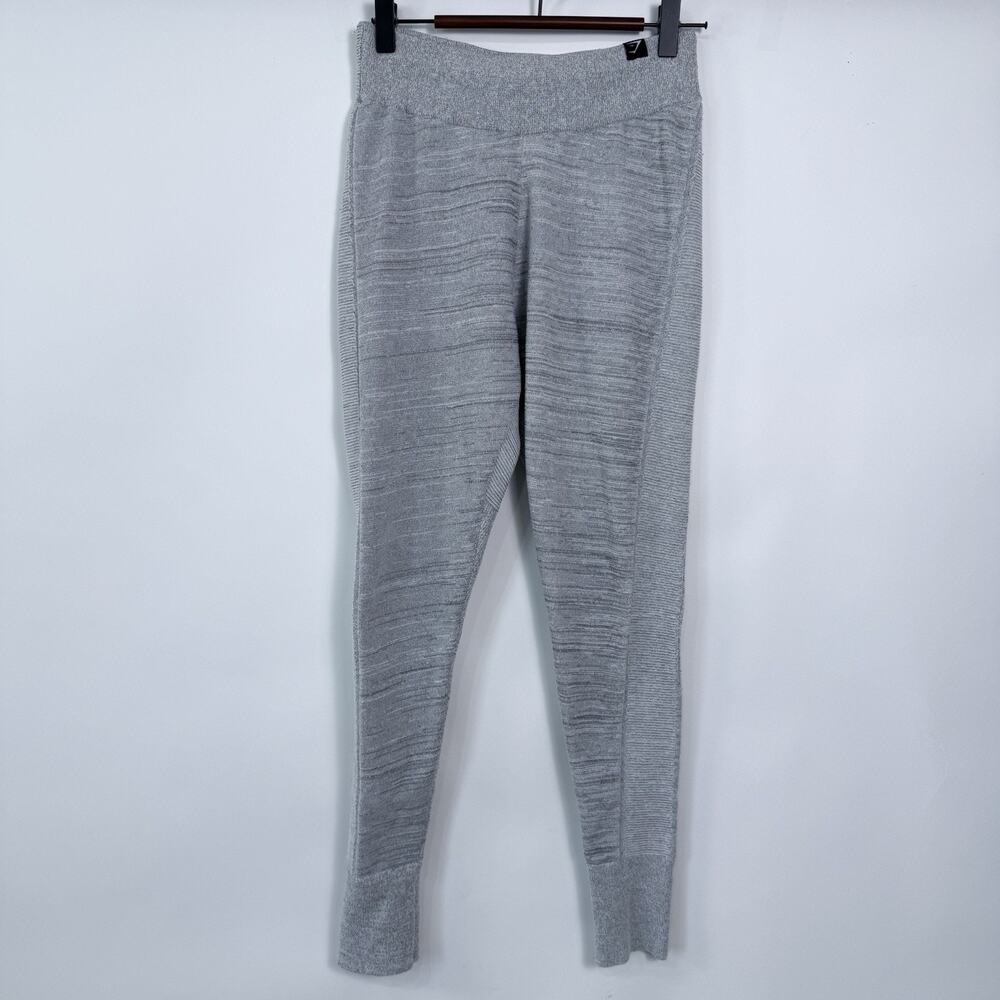 Gymshark Time Out Knit Jogger Pants Womens Size S Marled Gray Stretch High Rise‎